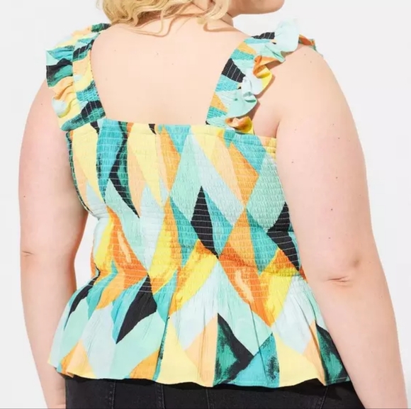 Torrid Peplum Washable Crinkle Gauze Smocked Tank Top - Picture 10 of 10